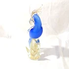 Vintage Murano Cockatoo Venetian Art Glass Bird Sculpture Blue Gold Aventurine