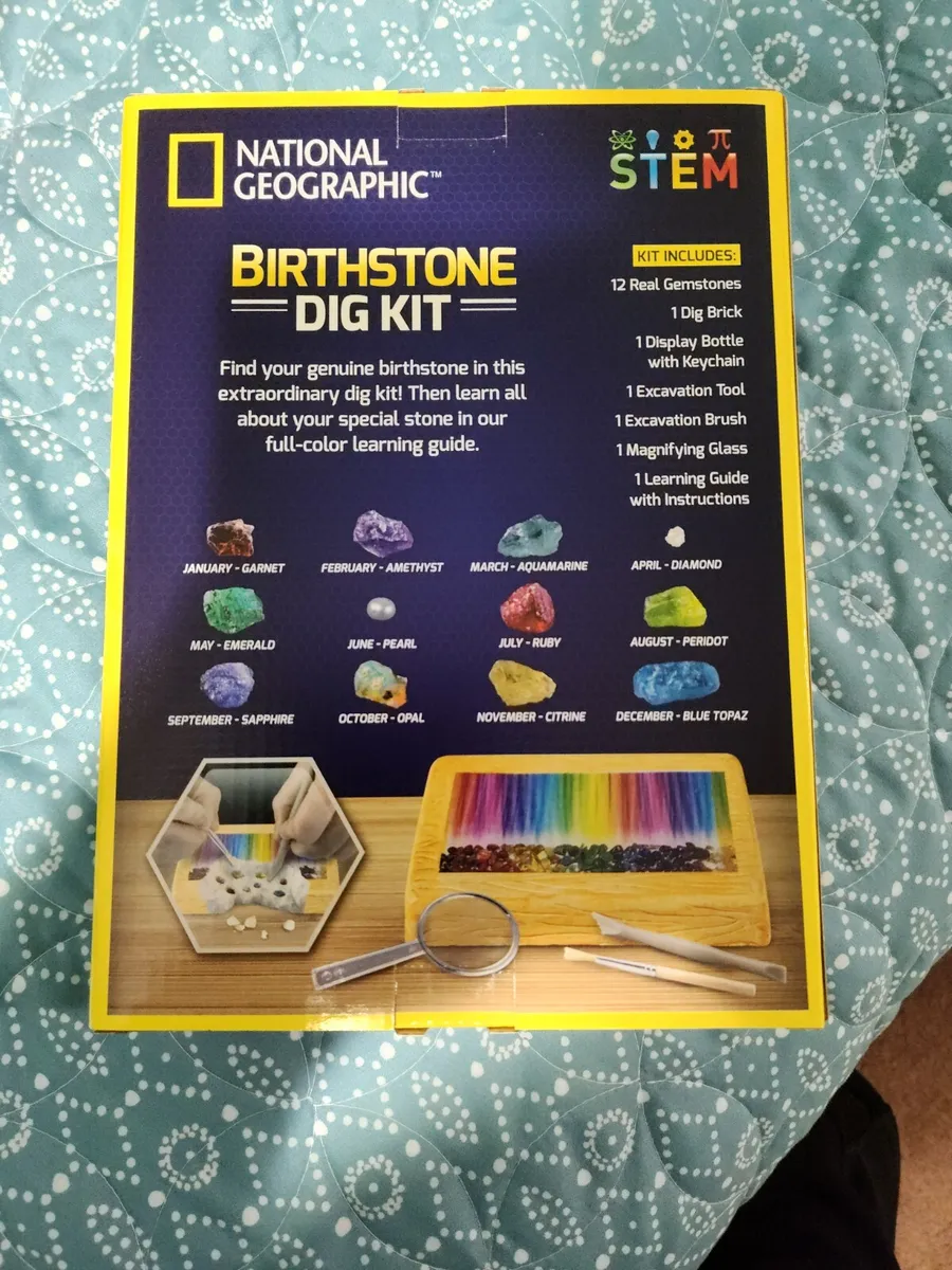 NATIONAL GEOGRAPHIC Birthstone Dig Kit - STEM Science Kit with 12 Genuine  Births