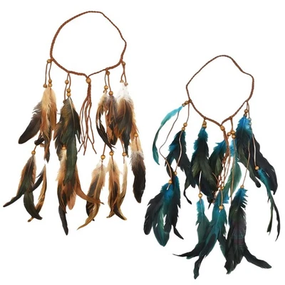 2 Stück Indisches FederStirnband, BohoHippieKopfschmuck, Frauen Bohemien Fede... - Bild 1 von 4