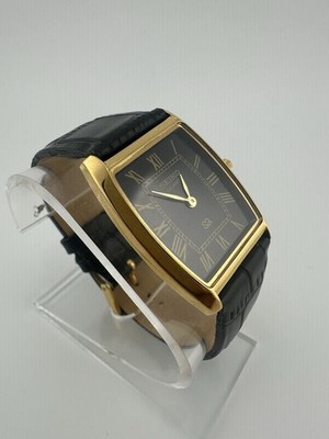 BLACK  Dial Vintage Seiko Slim Quartz Men s Wrist Watch