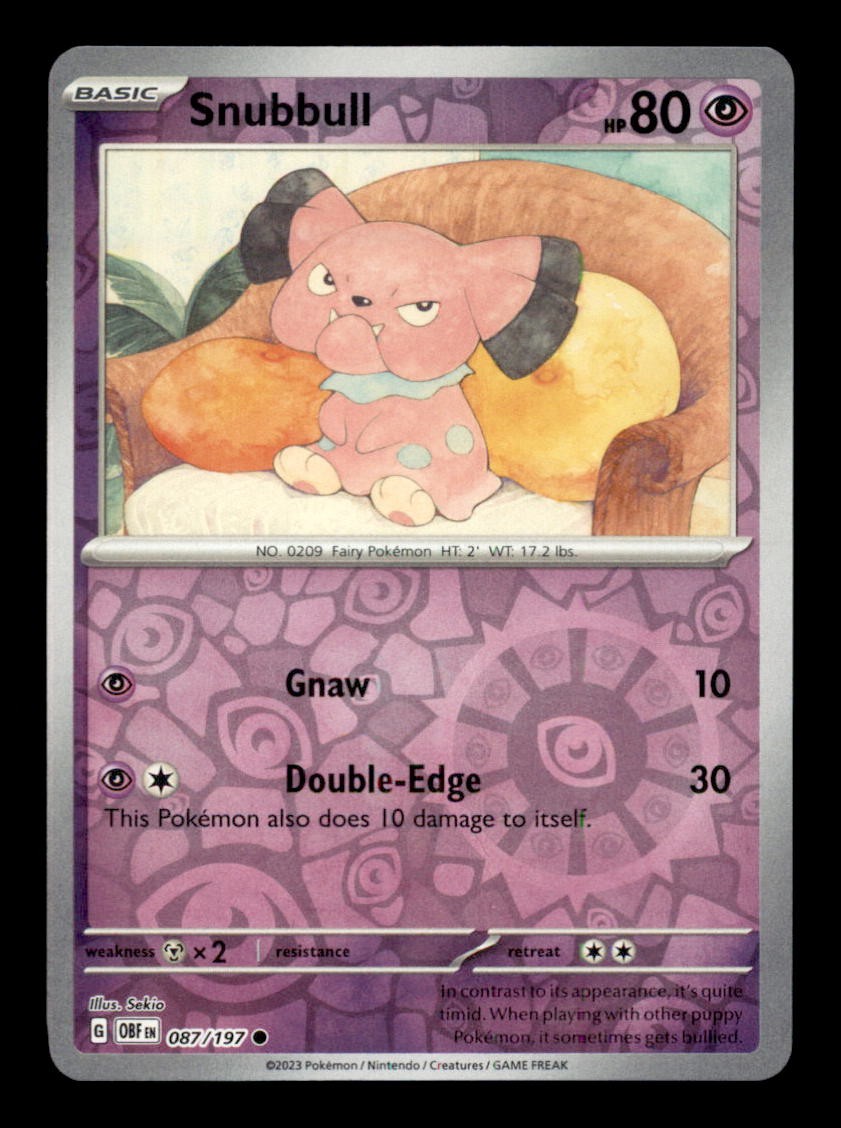 SNUBBULL 087/197 - REVERSE HOLO C - OBSIDIAN FLAMES - NM/M