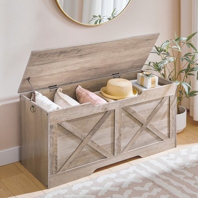 Storage Chest Toy Box Organizer Storage Bench 39.4  x 15.7  x 19.9  Greige