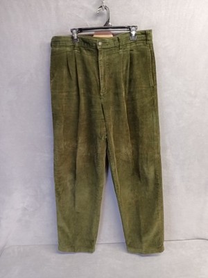 Vintage Covington Corduroy Pant Men's 36x32 Dark Green Trousers Pleated 