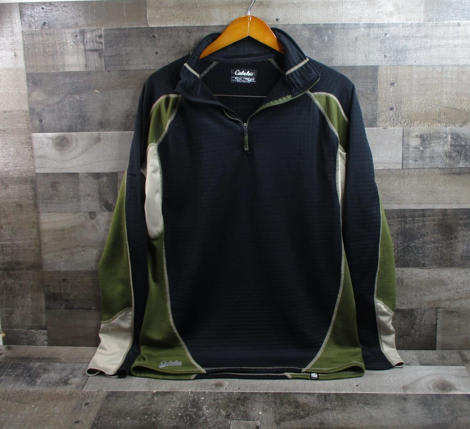 Пуловер мужской Cabelas XLT высокий черный зеленый ECWCS тепловая зона Polartec 1/4 на молнии - Изображение 2 из 4