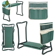 Garden Kneeler Seat w/ Kneeling Pad and Tool Pouch Folding Portable Bench US