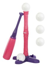 Basic Tot Sports T-Ball Set with 5 Balls in Pink for Kids Outdoor Play
