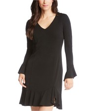 Karen Kane Womens Sienna A-line Dress, black, L
