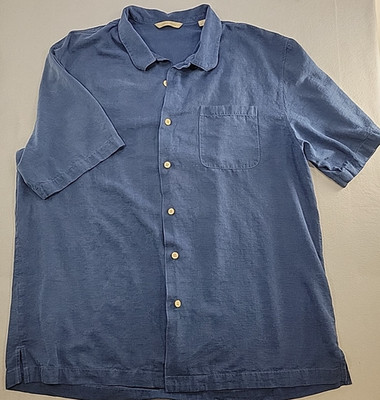 Paradise Collection Classic Fit Men's Shirt L Blue Short Sleeve