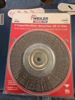 Weiler Vortec Pro 6 in.Coarse Crimped Wire Wheel Brush  5/8-1/2 Arbor Hole USA