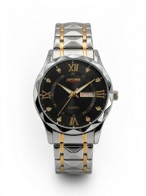 SKMEI Herren Armbanduhr Luxus Look   Schwarz/Silber mit Datum & Tag