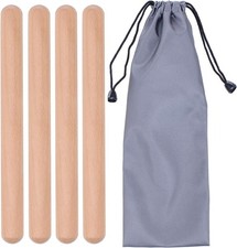 2 Pairs Classical Wood Claves Musical Percussion Instrument, Beige,grey,black