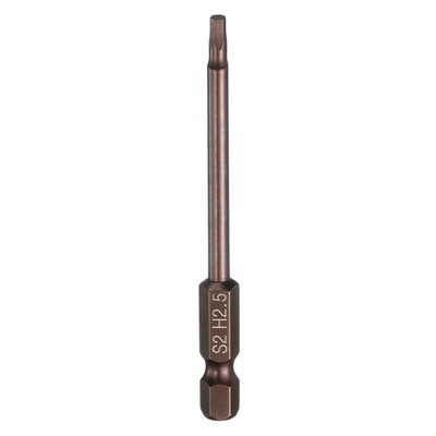 Flat Hex Screwdriver Bit H2.5 Magnetic Tip 1/4'' Shank 3'' Long Copper Tone
