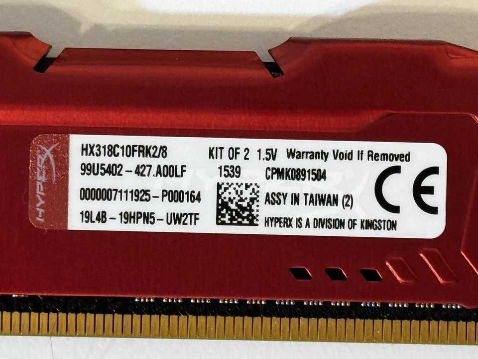 Kingston HyperX FURY Red 8GB (2x4GB) DDR3 1600 MHz CL10 DIMM HX318C10FRK2/8 - Image 3 of 4