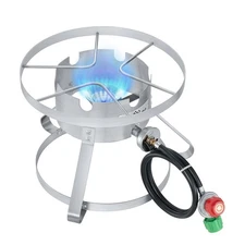 High Pressure Gas Burner 1-Burner Outdoor Propane Gas Cooker with 0-20 PSI Ad...