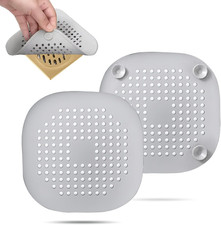 2 Pack Hair Drain Catcher,Square Drain Cover for Shower Silicone Hair Stopper wi