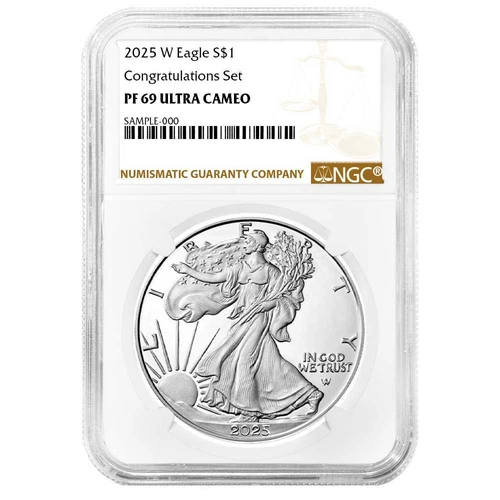2025-W Proof $1 American Silver Eagle Congratulations Set NGC PF69UC Brown Label
