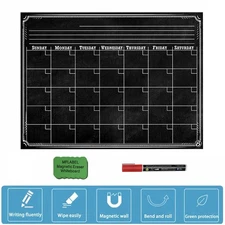 16"x12" Magnetic Refrigerator Dry Erase Calendar Week Monthly Planner Board +Pen