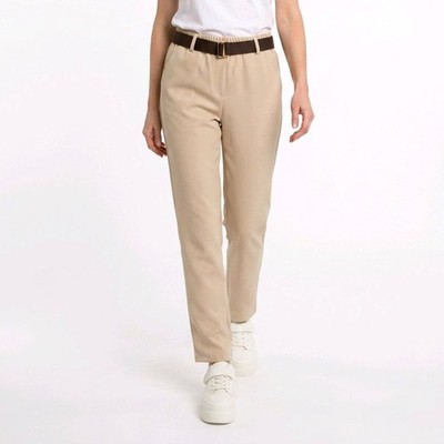 Damen Wollhose Größe 38 40 42 Beige Hose Basic Schlupfhose Top Fit Neu
