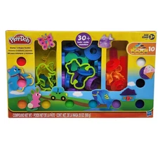 Play-Doh Stamp n Shape Toolkit 30+ Tools & 10 Colors Kids Shape Animal Craft Set