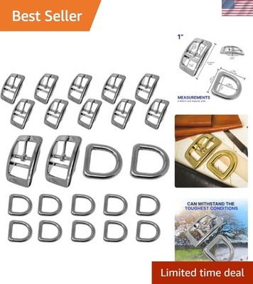Bundled 1'' Double Bar Buckles & D-Rings - Perfect for DIY & Crafting Projects!