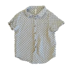 Rylee + Cru Collared Short Sleeve Shirt Sage Check Kids 8-9 Years Top