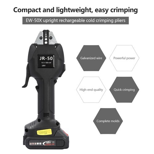 JR-50 Electric Crimping Pliers Terminal Crimping Tool Rechargeable DC 18V/2Ah