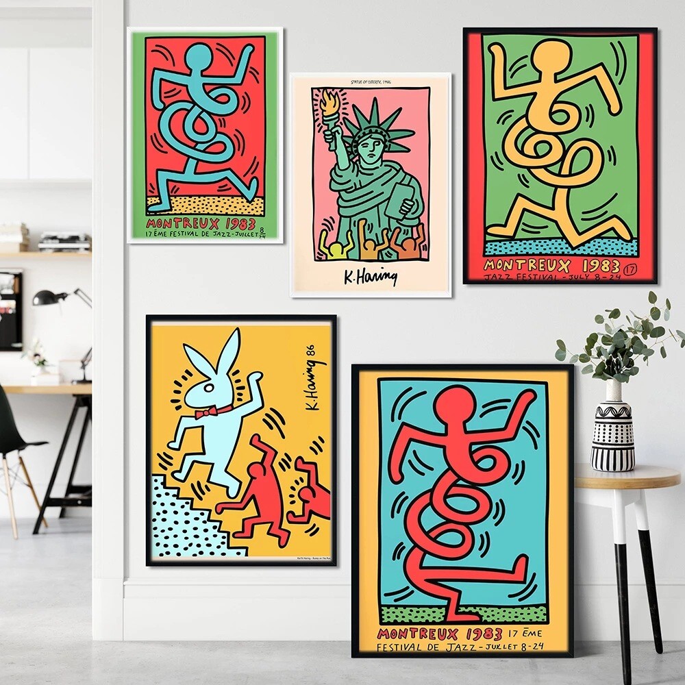 Keith Haring Style Art Painting Canvas Minimalist Abstract