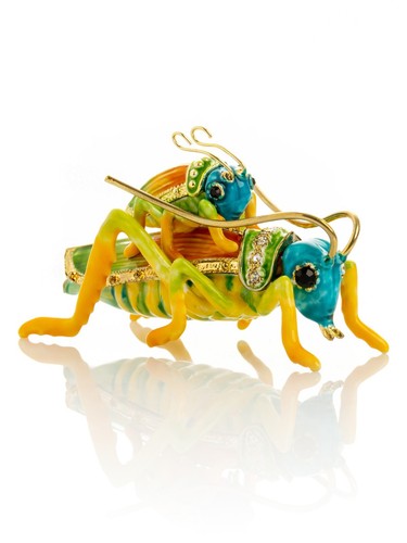 Keren Kopal Hand made Cricket Trinket box Decorated with Austrian Crystals