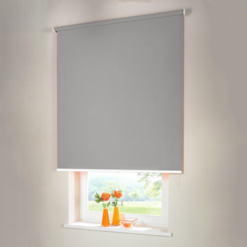 Verdunkelungsrollo Mittelzugrollo Springrollo Rollo - Höhe 180 cm grau - Bild 4 von 37