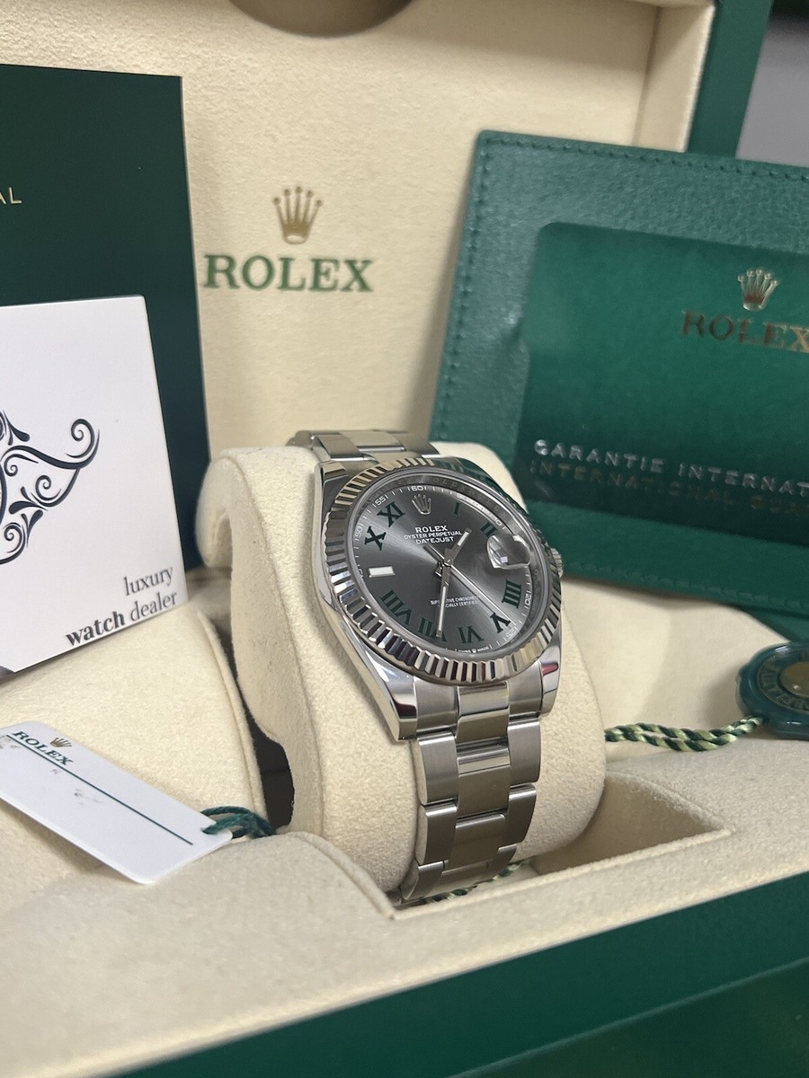 Rolex Datejust 41 Wimbledon Grey Dial 2021 Oyster Watch Full Set