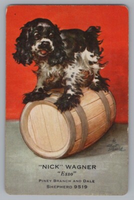 Q) ONE Single Swap Playing Card Artistic Dog Canine Vintage King Spades Barrel
