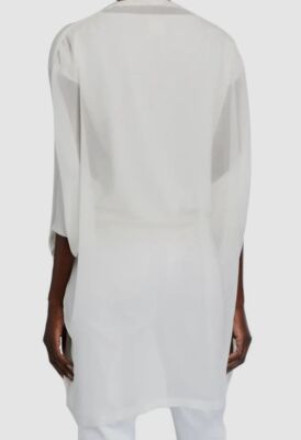 $599 Lafayette 148 Womens White Open-Front Cotton Silk Cardigan