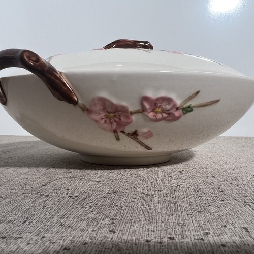 Vintage Peach Blossom Covered Casserole Metlox Poppy Trail 1950’s - Picture 9 of 11