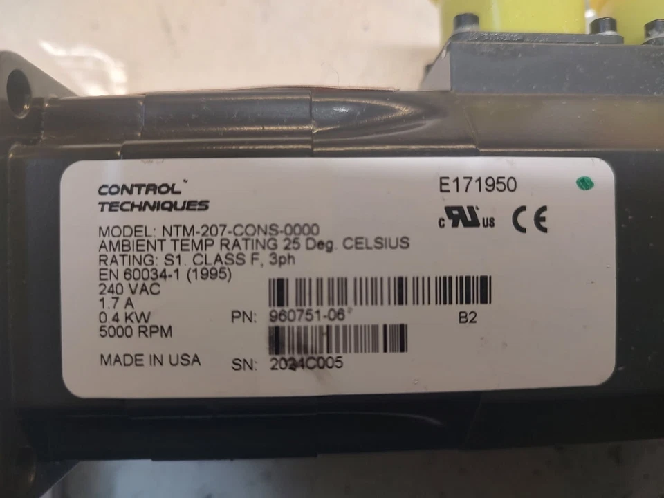 Control Techniques NTM-207-CONS-0000, 960751-06 Rev. B2,  Servo Motor - Image 2 of 4