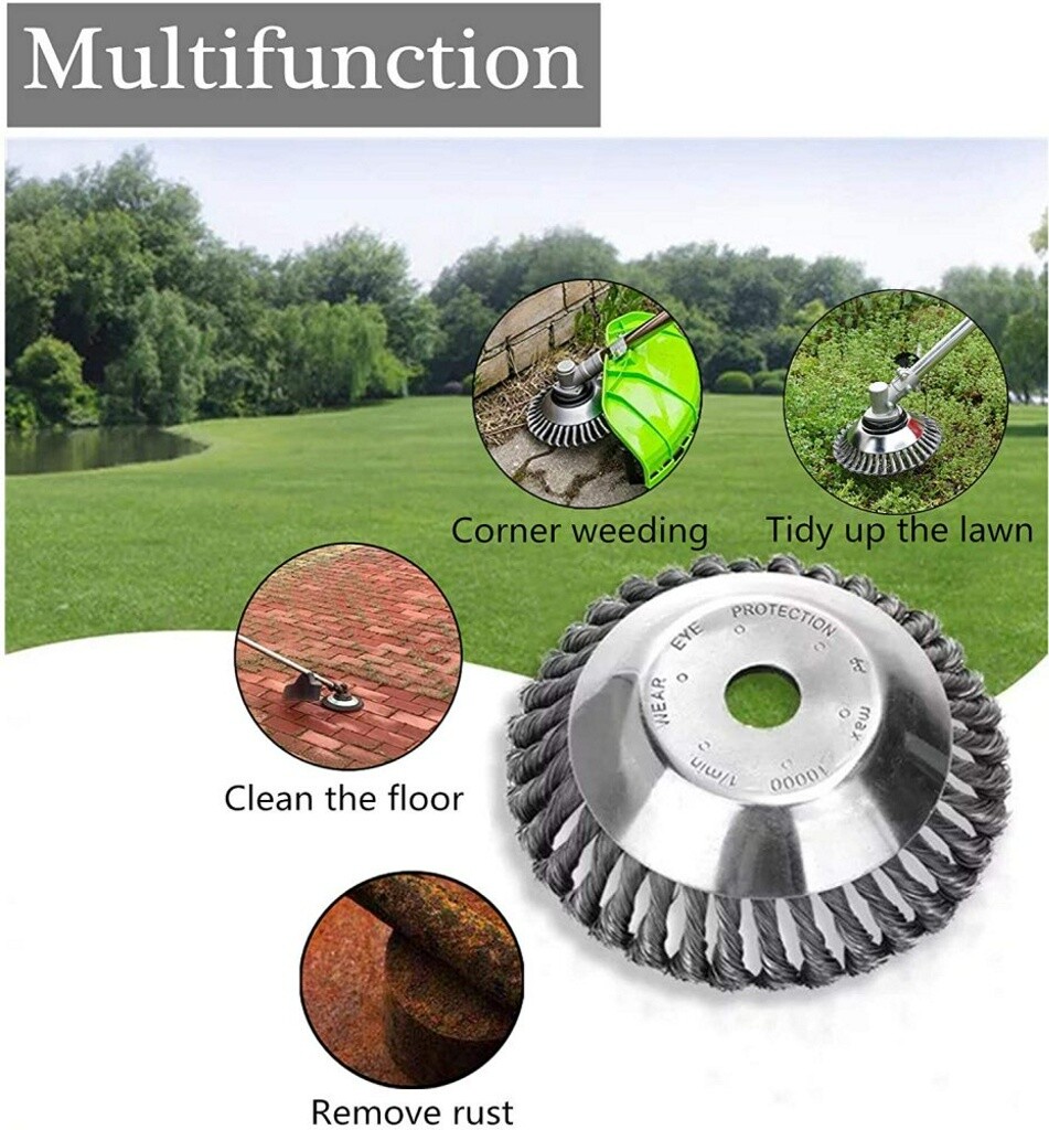 6/8" Grass Trimmer Head Brush Solid Steel Home Wire Wheel Garden Weed