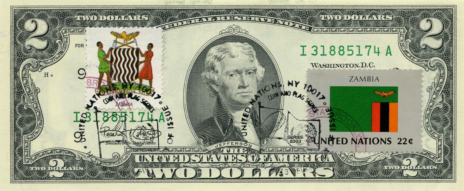 2 2013 STAMP CANCELED FLAG FROM ZAMBIA THE LUCKY MONEY VALUE 275 eBay