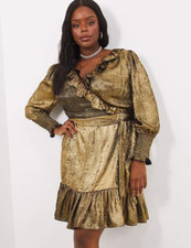 Lovedrobe Metallic Bronze Wrap Top Dress Size 18 fully lined RRP £52.50 - BNWT