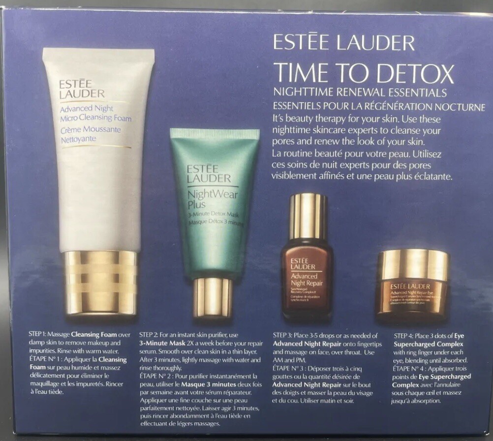 Estee Lauder Face Gift Set Cleansing Foam Nighttime Repair Detox Mask Renewal
