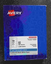 Avery Presta 94207 2x4 Labels Trueblock Matte WhitePaper 100 sheets 1000 labels 