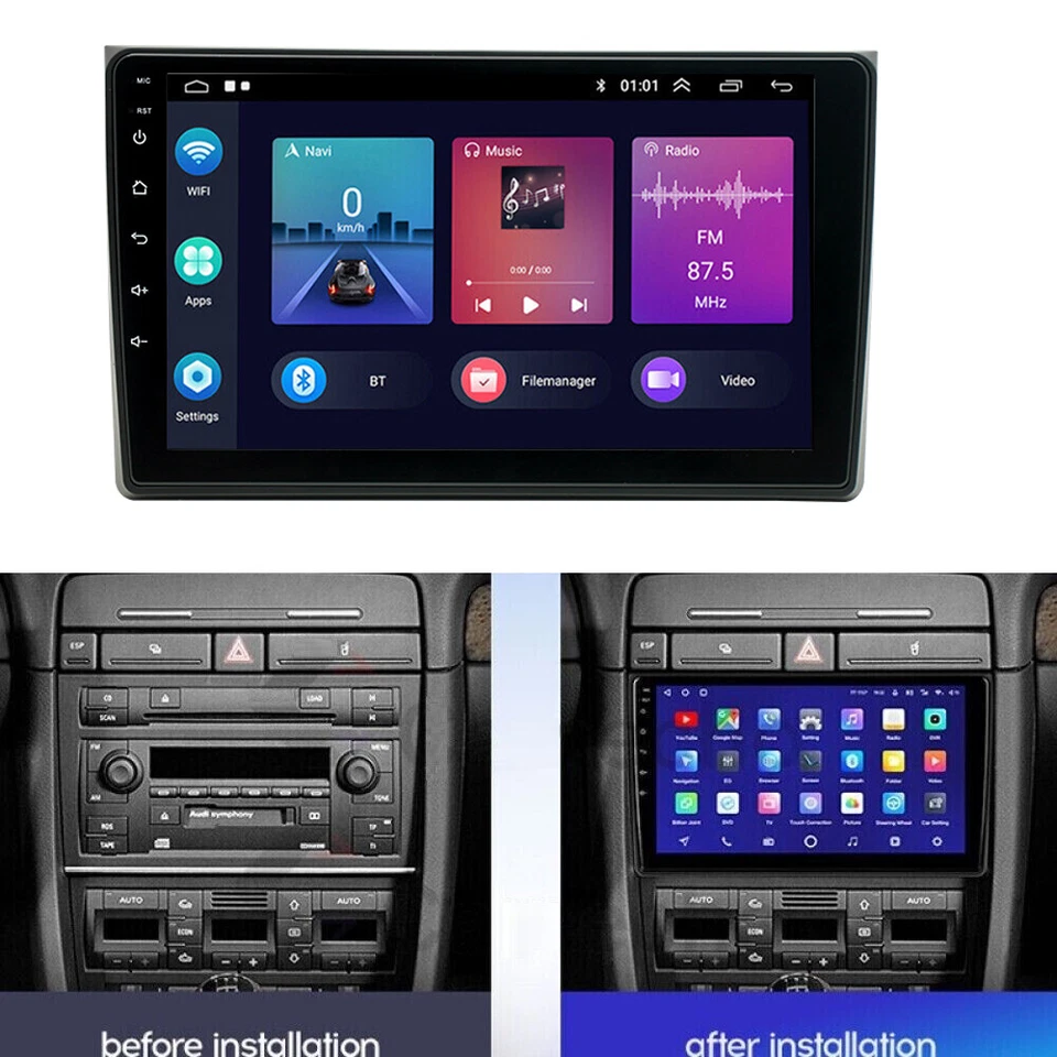 For Audi A4 2002-2008 Apple Carplay Car Stereo Radio Android GPS Wifi Player Foto 2 de 4