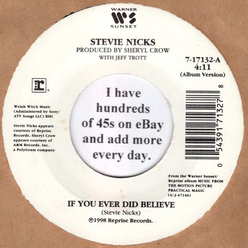 Stevie Nicks NM 45 rpm "If You Ever Did Believe" on Reprise Records