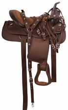 Synthetic Dark Brown Saddle Western Trail Riding Barrel Racing For Horse