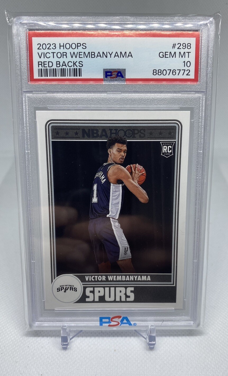 2023-24 Panini Hoops Tribute Victor Wembanyama Rookie Red Backs PSA 10 #298 ROY