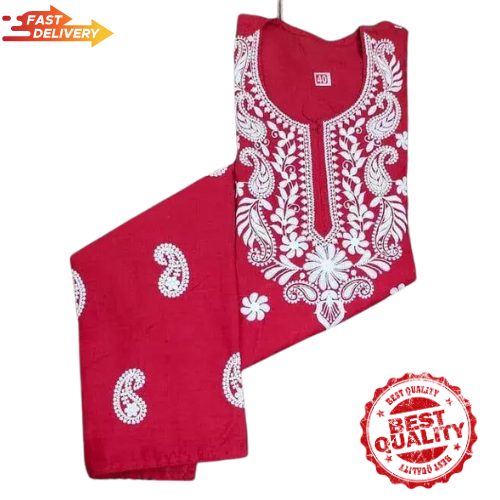 New Cotton Kurti Set for Women/Girls 100% Pure Cotton Red size (S to 3XL) - Picture 1 of 4