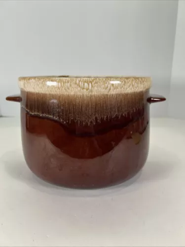 VTG McCoy Brown Drip 3.5 QT Bean Pot Crock 0121 USA Handles No Lid READ
