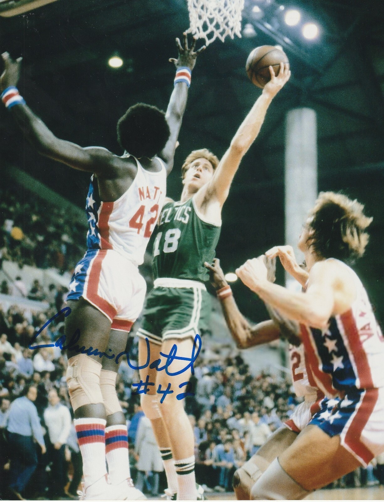 CALVIN NATT NEW JERSEY NETS ACTION SIGNED 8x10 