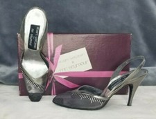 Stuart Weitzman for Mr. Seymour Vintage Leather Silver Mesh sling Back Size 7 AA