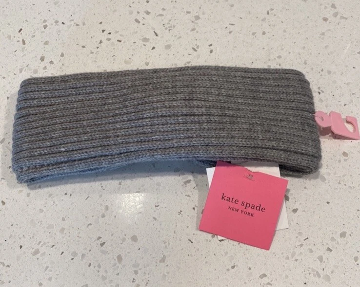 Kate Spade Twisted Headband Soft Rib Knit Center Front Tab Heather Grey - Image 2 of 3