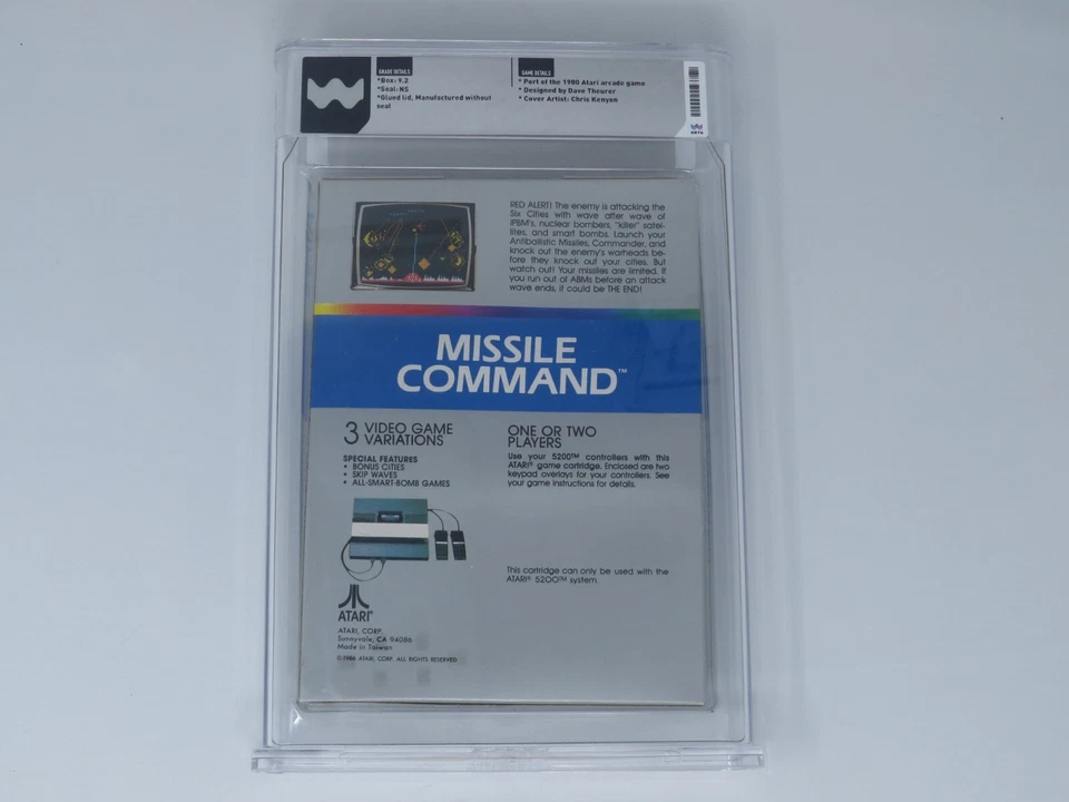 New Missile Command Sealed Atari 5200 Video Game Wata Graded 9.2 Seal 1982! - Image 3 of 4