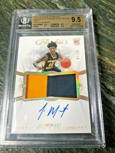 2019 Ja Morant Flawless Auto Gold /10 RPA RC Patch BGS 9.5 GEM MINT - Picture 2 of 5
